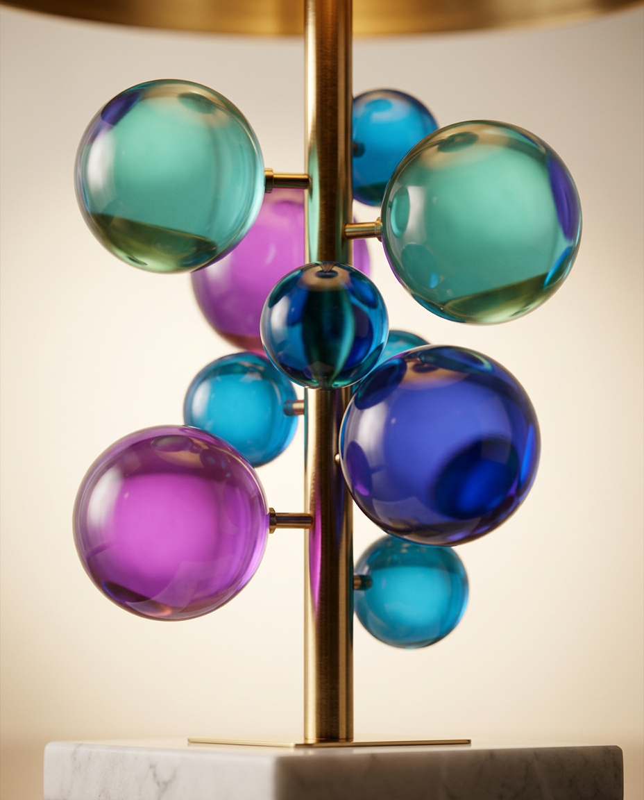 Perla Sculptural Glass & Polished Brass Table Lamp