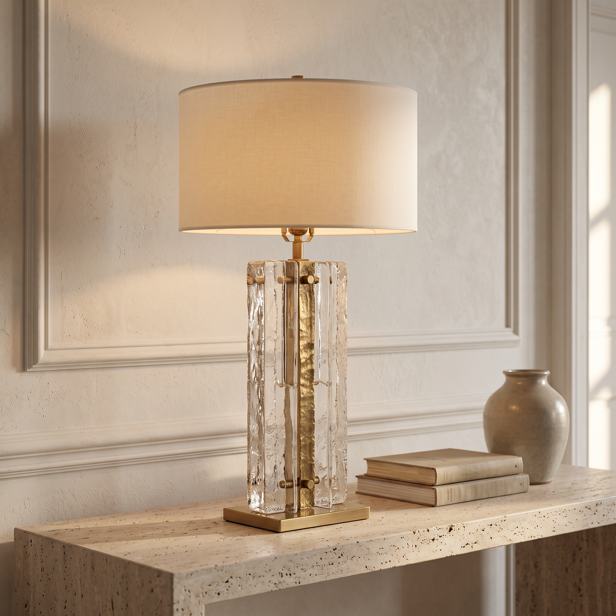 Glass Column Table Lamp