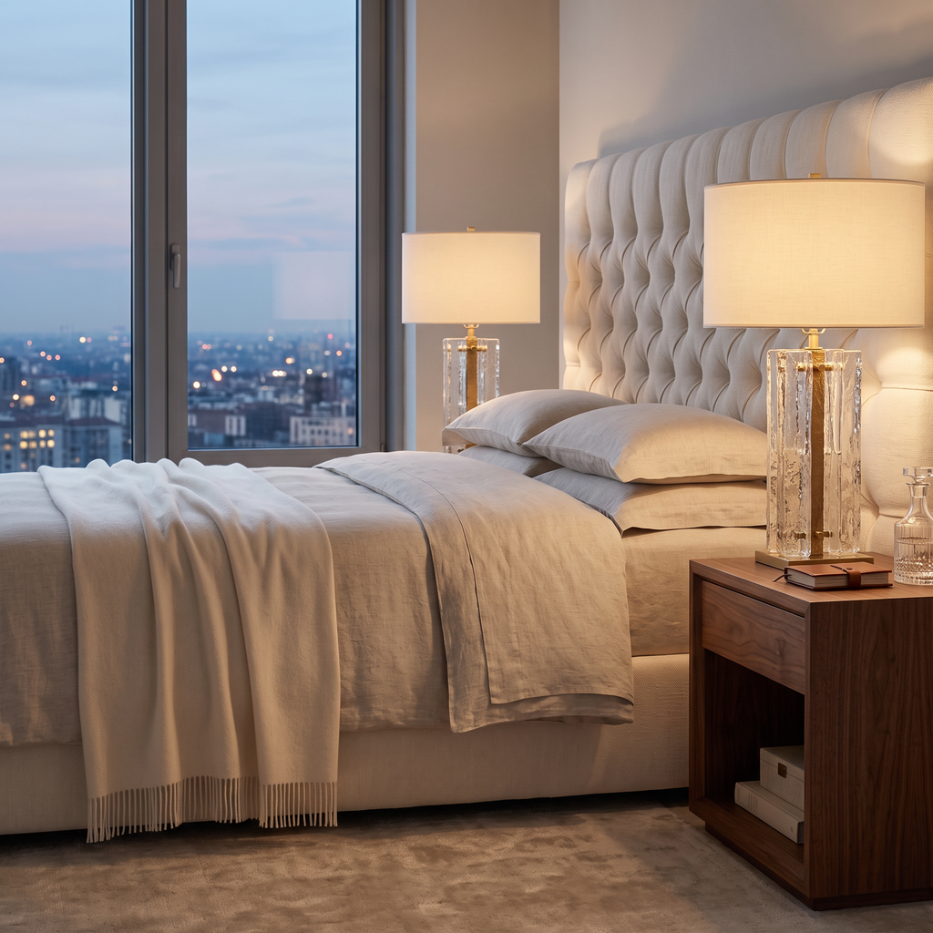 Glass Column Table Lamp