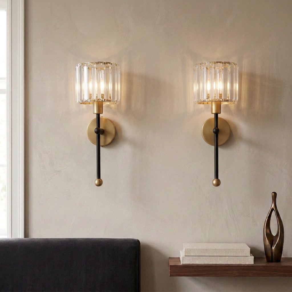 Cristallo wall light — brass & black
