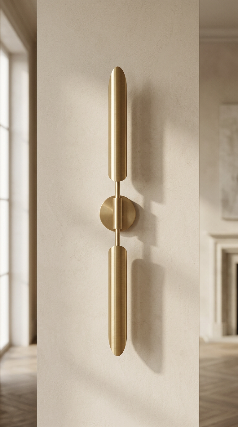 Odeon Dual-Directional Wireless Wall Sconce – Sculptural Brushed Brass LED
