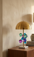 Perla Sculptural Glass & Polished Brass Table Lamp