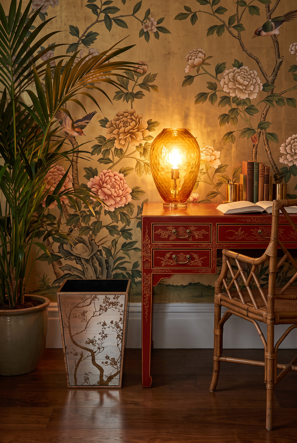 Blossom Branch Waste Bin / indoor planter