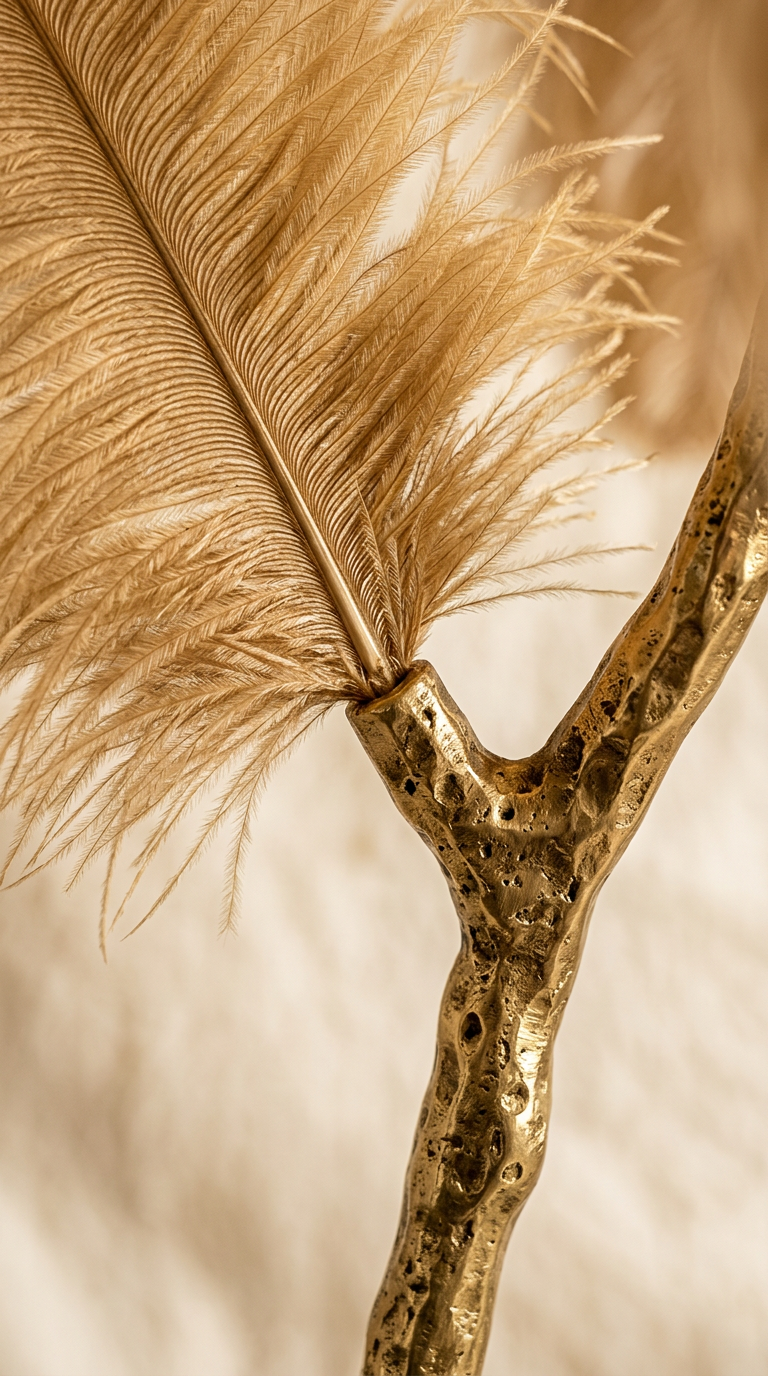 Beaumont Fiamma — Hand-Sculpted Solid Brass Feathered Palm Floor Lamp