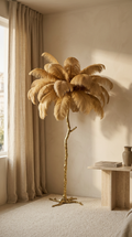 Beaumont Fiamma — Hand-Sculpted Solid Brass Feathered Palm Floor Lamp