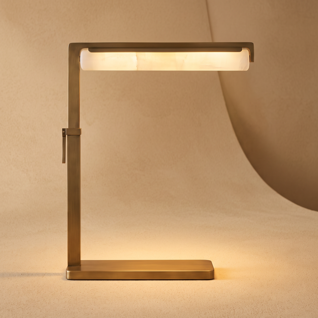 Linear Gold-Tone Brass Table Lamp