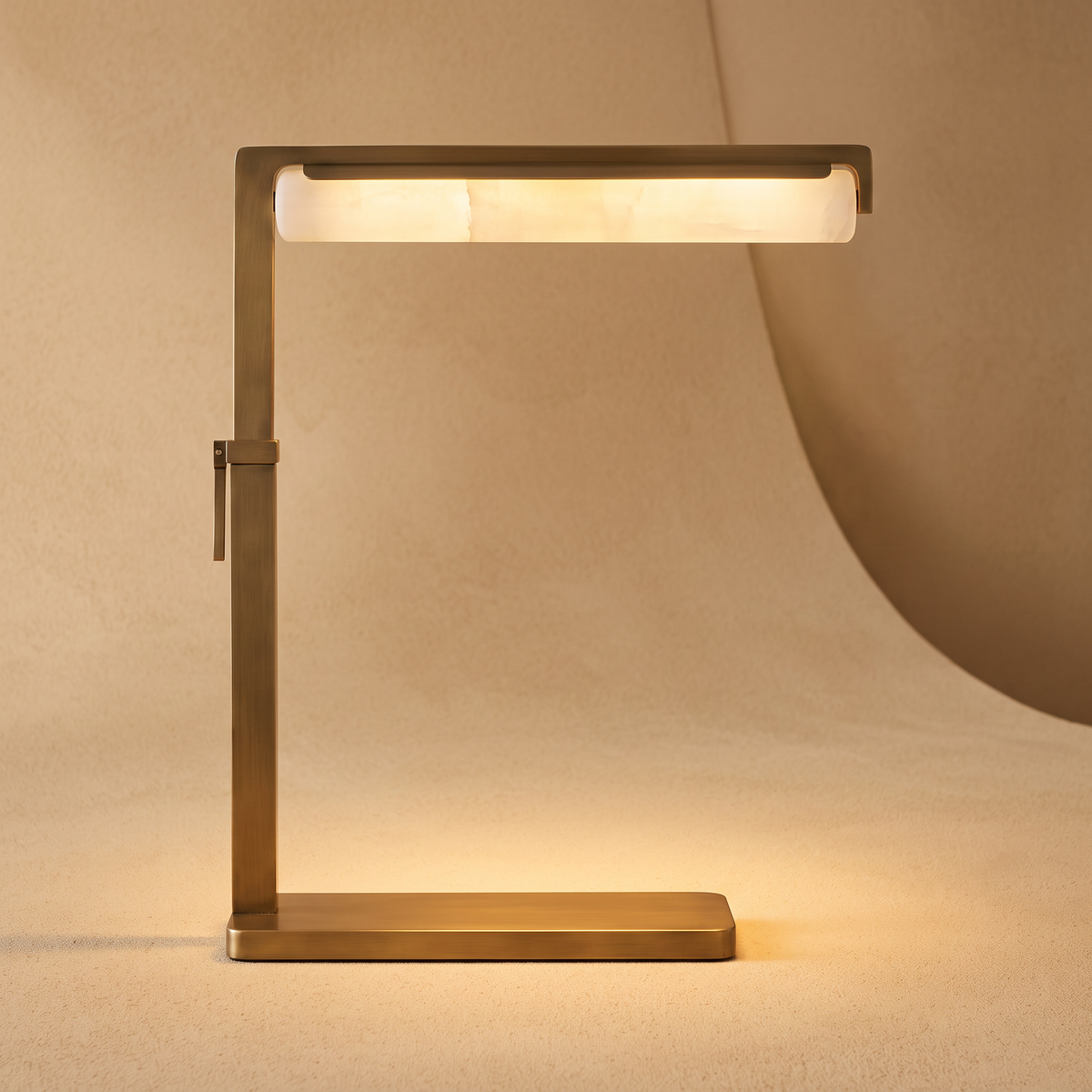 Linear Gold-Tone Brass Table Lamp
