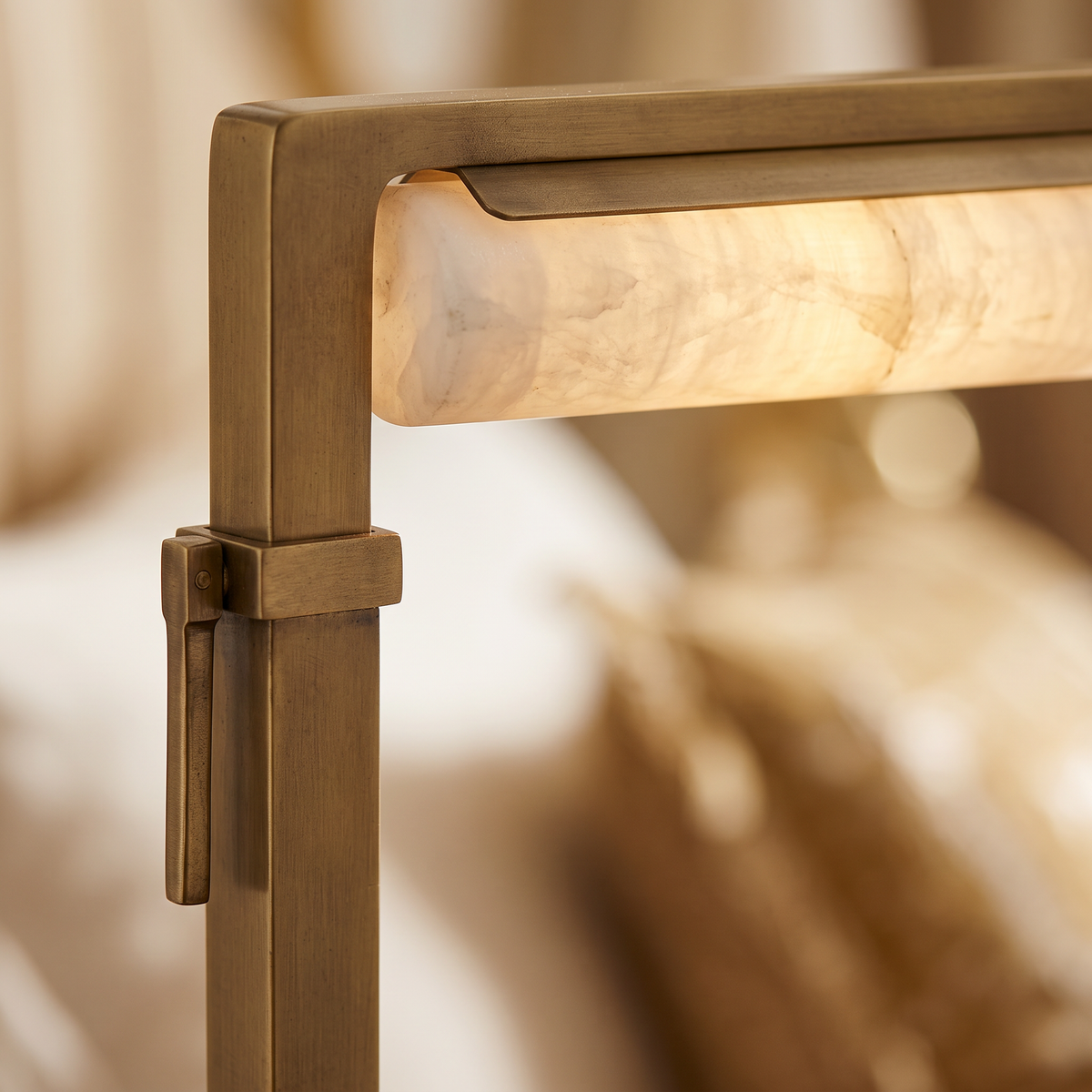 Linear Gold-Tone Brass Table Lamp