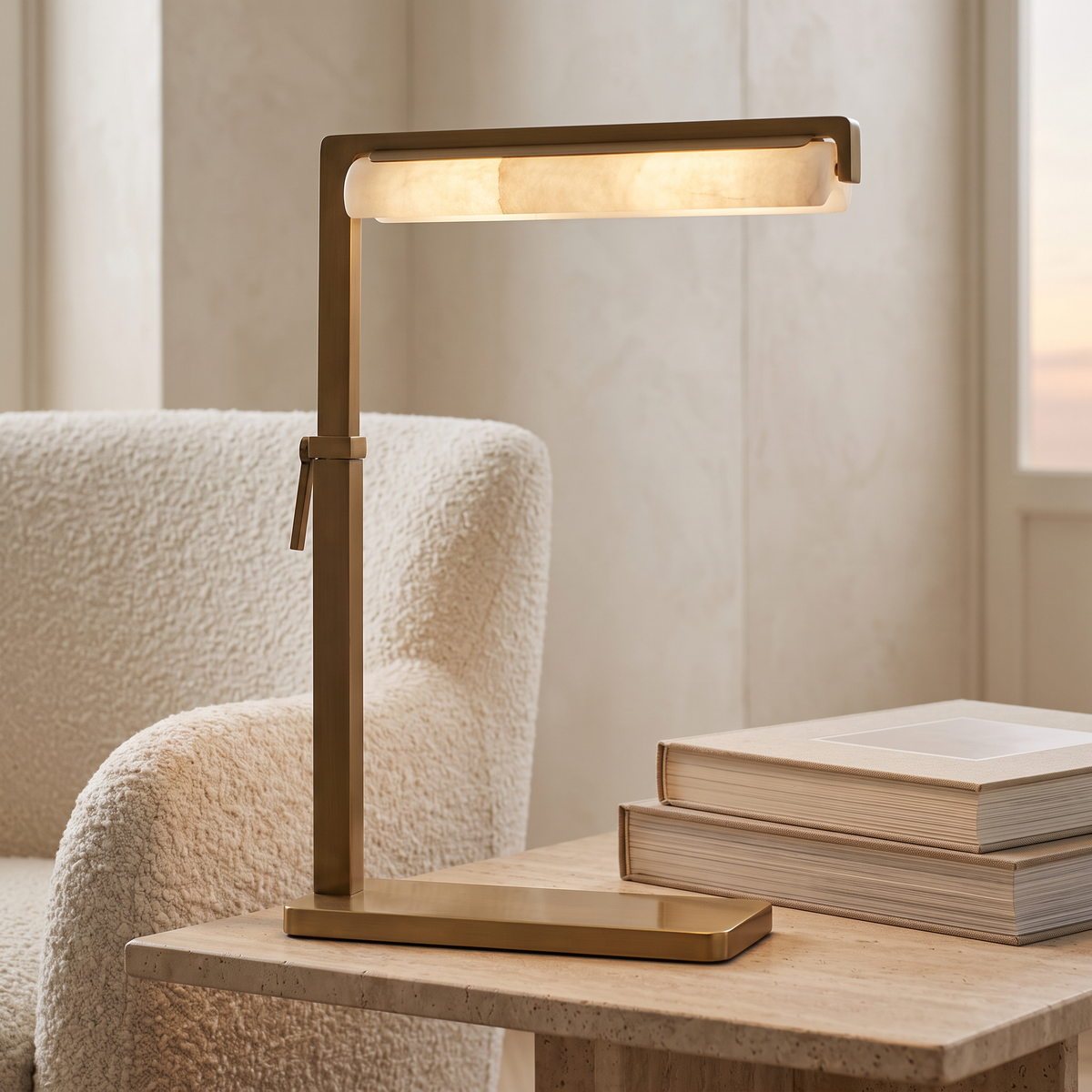 Linear Gold-Tone Brass Table Lamp