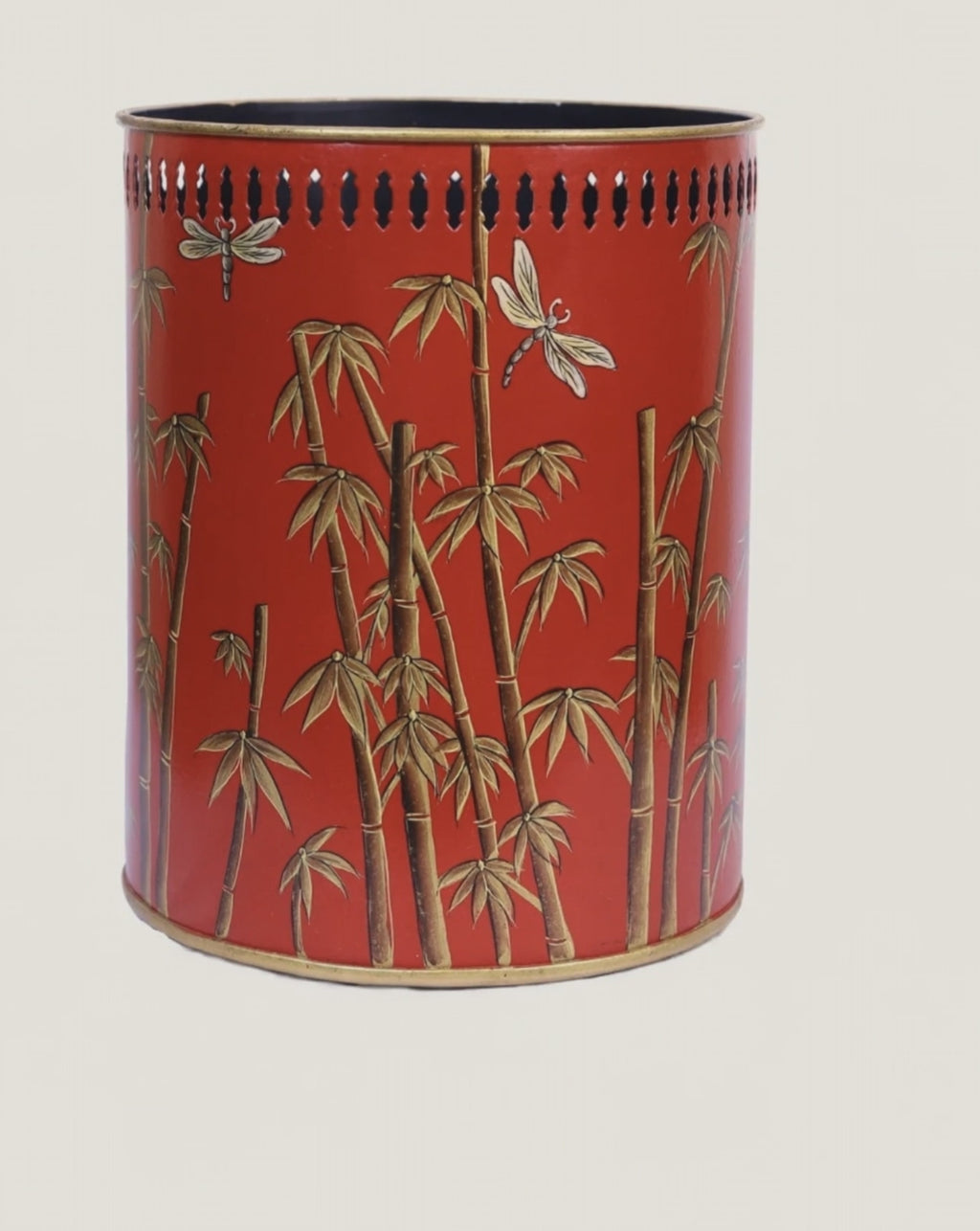 Hand painted Bambù waste bin or indoor planter